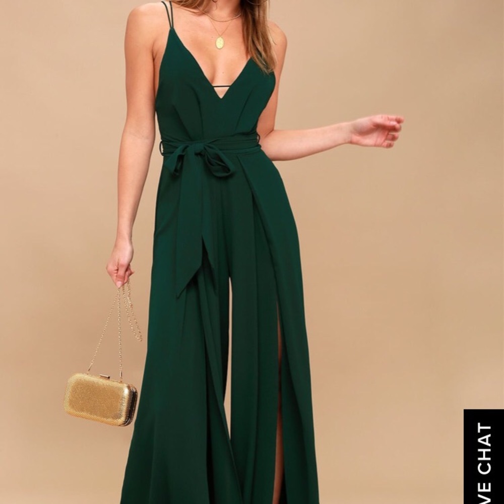 Lulu’s Forest Green Backless Jumpsuit